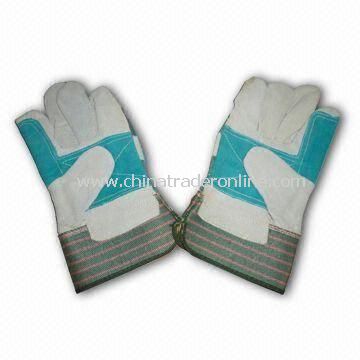 Working Gloves, Made of Cowhide Leather, Double Palm, Available in Various Colors