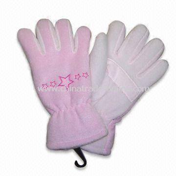 100% Polyester Fleece Winter Glove with TR Lining, Stars Embroidery on Both Hands from China