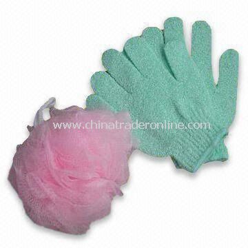 Bath Gloves, Customized Sizes and Weights are Accepted, Made of Nylon