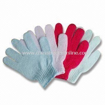 Bath Gloves, Made of Nylon, Customized Sizes and Weights are Accepted