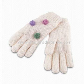 Childrens 2/24 100% Acrylic Machine Knitted Gloves, Micro Fleece Lining with 5gg 3-ply