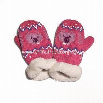 Childrens Gloves, Made of Acrylic and Fleece, Customized Sizes are Accepted from China