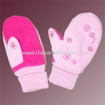 Double-Layer Polar Fleece Gloves with Embroidery