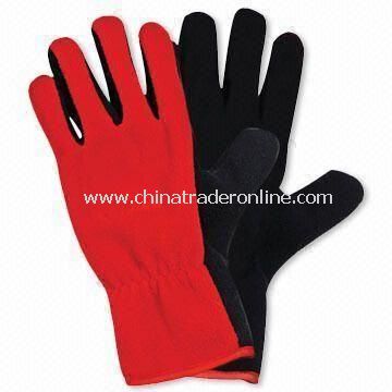 Winter Fleece Gloves without Embroidery, Made of Polyester from China