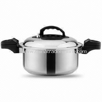 Stainless Steel Pressure Cooker with 5L Capacity, 24cm Diameter and 5.35mm Bottom Thickness from China