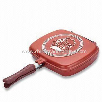 Double Fry Pan with Bakelite Handle, Made of Non-stick Aluminum