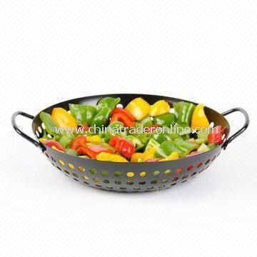 Round Frying Basket for BBQ, Measures 27.5 x 33cm from China