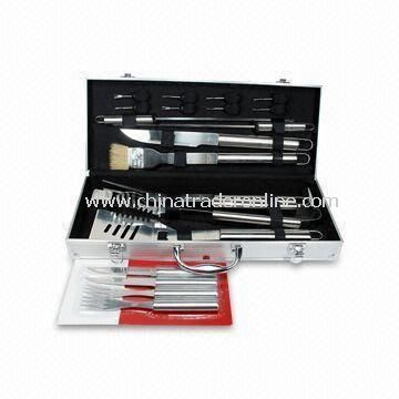 20pcs Barbecue Tool Set in Aluminum Case, with SS 18/0 Handle, FDG, SGS and LFGB-marked from China