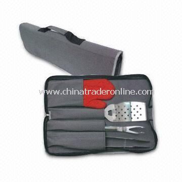 4-piece Bakelite Handle BBQ Tool Set with Nylon Bag, Measures 56 x 51 x 48cm from China