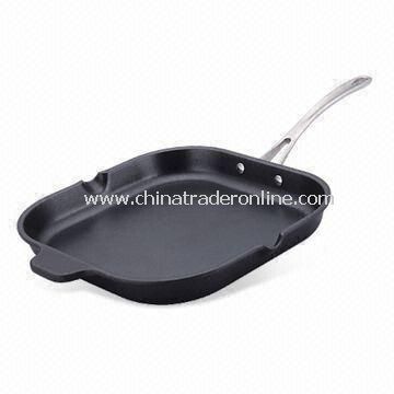 Aluminum Grill Pan with Ridged Frying Surface and 4.3cm Height