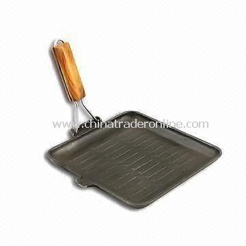 Cast Iron Grill Pan with Vegetable Oil Coating, Measures 24 x 24cm