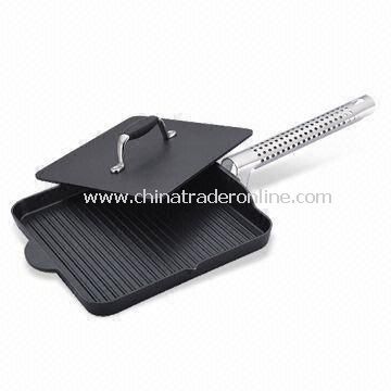 Grill Pan with Ridged Frying Surface, Made of Aluminum from China