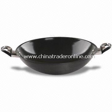 Saute Pan/Wok, Made of Aluminum, Measures 18 to 32cm, Optional Colors