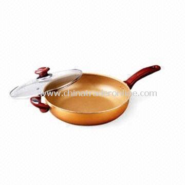 Saute Pan/Wok with Bakelite Handle, Measures 18 to 32cm, Made of Aluminium