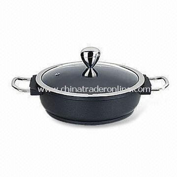 Shallow Casserole with Optional Color and Stainless Steel Handle, Made of Die-cast Aluminum from China