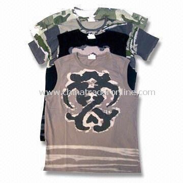 Mens Knitted Cotton T-shirts Available with Water Printing, Rubber Printing and Transfer Printing