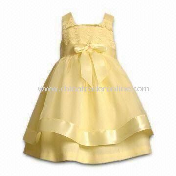 Girls Yellow Organza Sleeveless Dress, with Crinoline Skirt, Available in 2 to 6 and 7 to 16