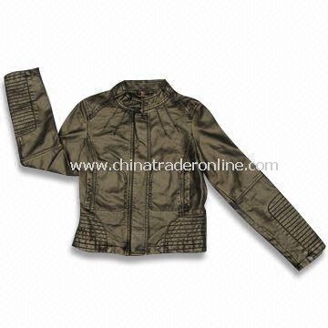 PU Coated Leather Womens Jacket, Customized Styles, Colors and Sizes are Welcome from China