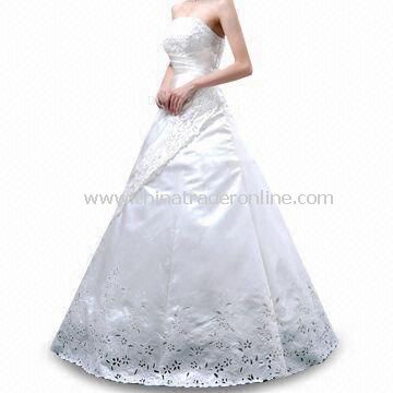 Wedding Dress with Airy Skirt and Gorgeous Beading, Made of Tulle and Satin