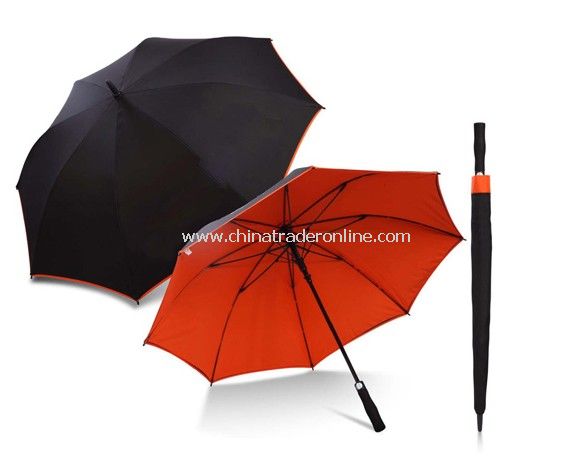 Automatic Open Fiberglass Frame Black Orange Two Layers Golf Umbrella