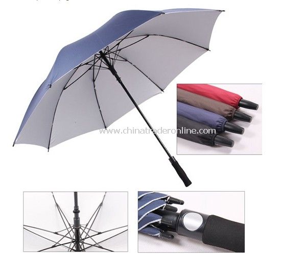 Automatic Open Silver Coated Pongee Fabric Golf Umbrella