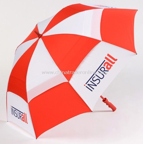 Double Layers Red White Promotional Golf Umbrella