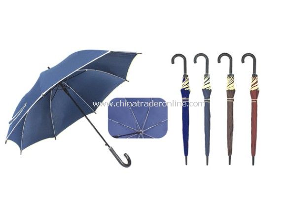 Automatic Fiberglass Ribs Navy Beige Piping Straight Rain Umbrella