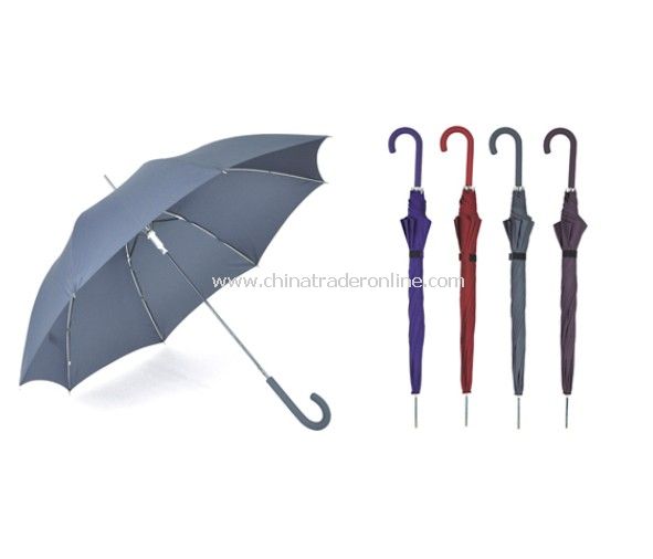 Crook Rubber Coated Handle Fiberglass Ribs Straight Umbrella