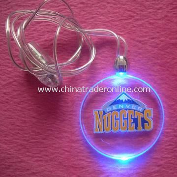 LED Flashing Magnet Necklace in Round Shape, with &Oslash;4cm Size, Customized Logos are Accepted