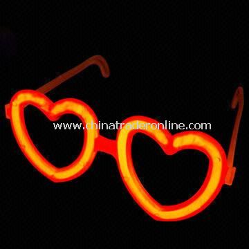 Glow-in-dark Heart Glasses with 8-inch Glow Stick, Ideal for Party Light from China