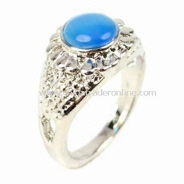 Blue opal ring, made of alloy and opal, available in various designs and colors from China