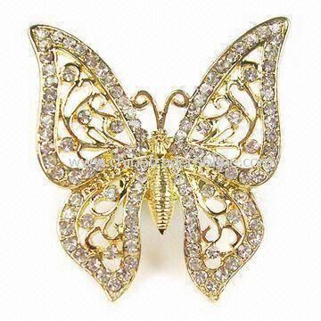 Gold-plated Metal Alloy Ring Jewelry in Butterfly Design