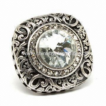 Ring, Made of Alloy and Rhinestones, Available in Various Plating Colors, OEM Orders Welcomed