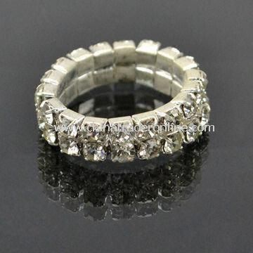 Diamond ring, made of alloy and rhinestones, available in various designs