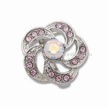 Ring with CZ Rhinestone, Made of Alloy, OEM Orders are Welcome, Can Make Mold from China