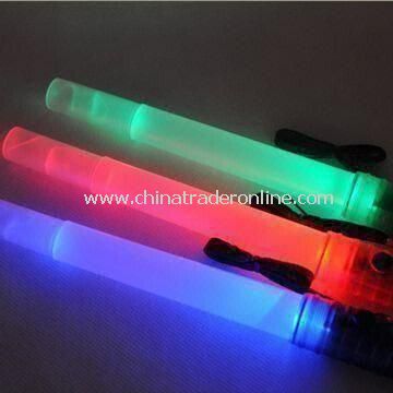 Glow Sticks, Available in Various Colors, Includes Flasher, Lasher and Whistle, Made of PE and PVC from China