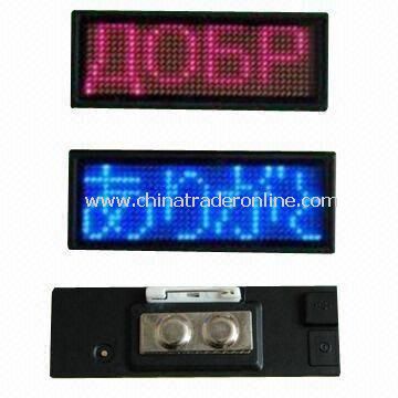 LED Badge Quotation with 12 x 38 Pixels and 1.85mm Pitch, Measures 77 x 30mm from China