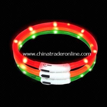 Pet Collar with LED Flash Lights and Rechargeable Battery, Environment-friendly