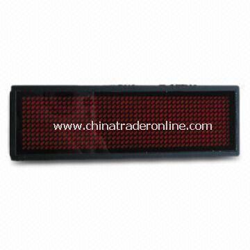 Red LED Name Badge with 25, 50, 75 and 100% Brightness from China