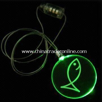 Circle Plastic Flashing Necklaces, Measures 42mm, with Round Pendent and Jade LED from China