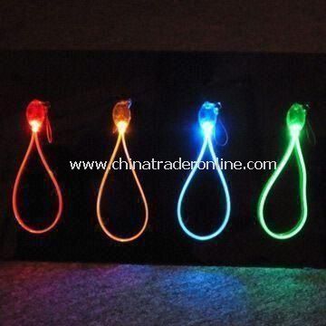 LED Flashing Strap for Cell Phones and Keychains, Made of ABS Case/PU Wire