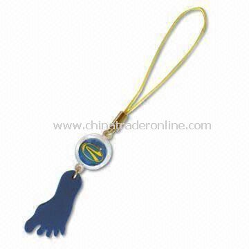 Mobile Phone Strap with Flashing LED, Made of ABS, PS, and PC, Available in Various Sizes from China