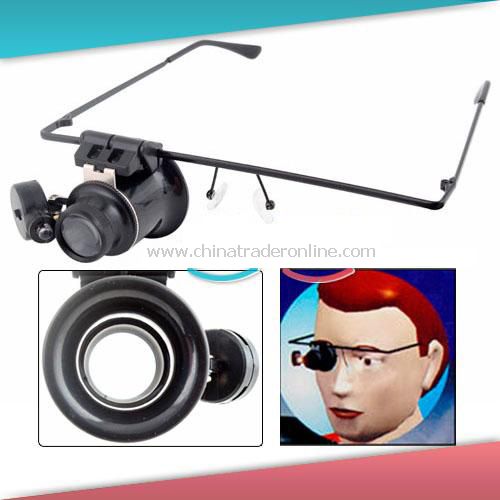 20X Glasses Type Magnifier Magnifying Lens Eye Gauge with LED Light for Handicraft Watch Repair from China