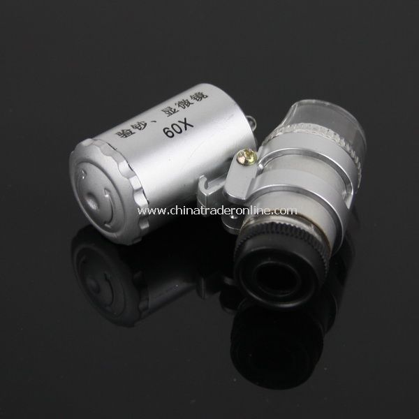 Mini 60X Jeweler Loupe Magnifier Microscope w/ LED Light from China