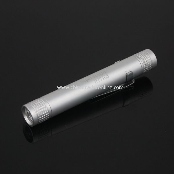 Mini Aluminum 3W LED Flashlight Torch w/Clip Silver from China