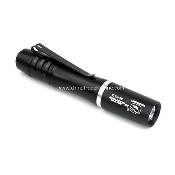 Mini Super Bright 3W LED Flashlight Torch w/Clip Black from China