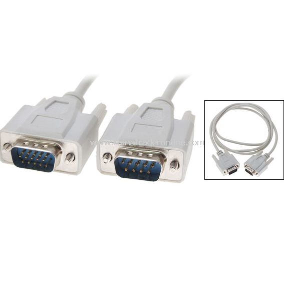 1.2M VGA HD15 Male to DB9 Pin Male Adapter Cable White