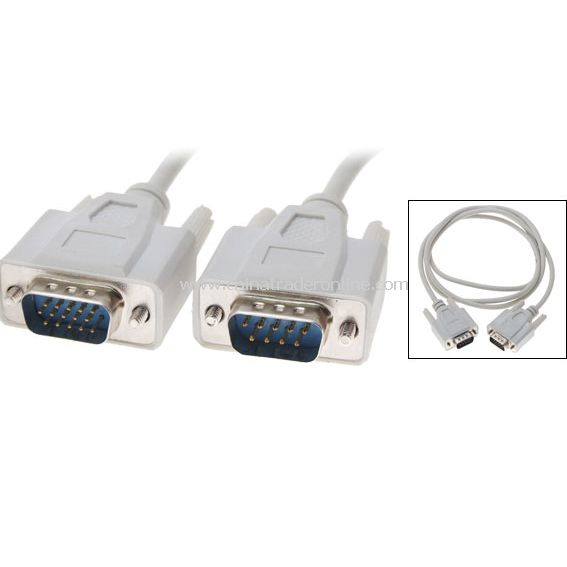 1.2M VGA HD15 Male to DB9 Pin Male Adapter Cable White from China