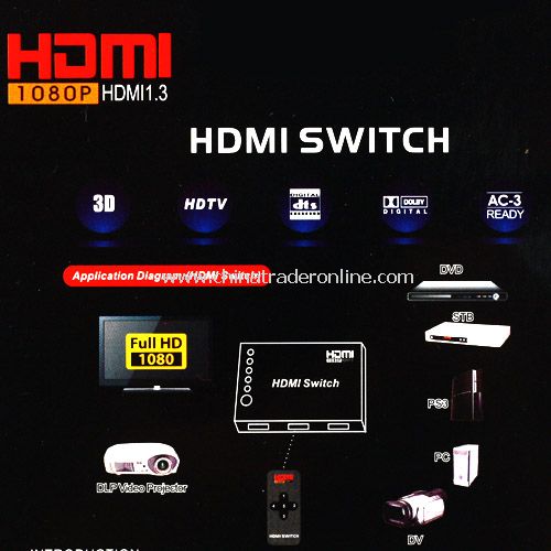 3 Port Way HDMI Switch Switcher Splitter HDTV with Remote