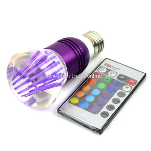 E27 Crystal Glass Umbrella 16 Color Change RGB 3W LED Light Bulb Lamp w/Remote Control from China